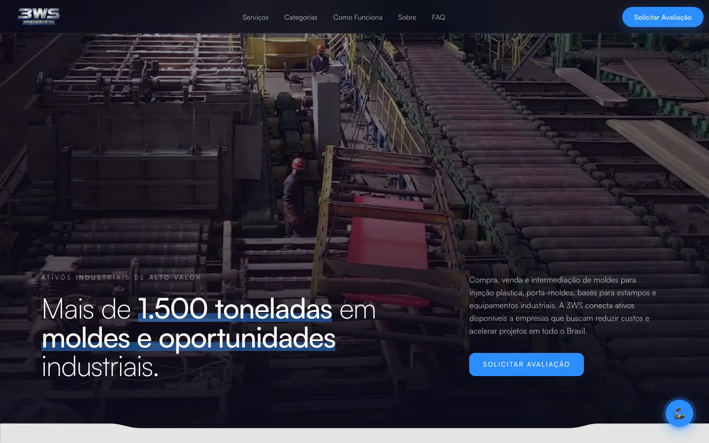 Home do site da 3WS Moldes e Equipamentos