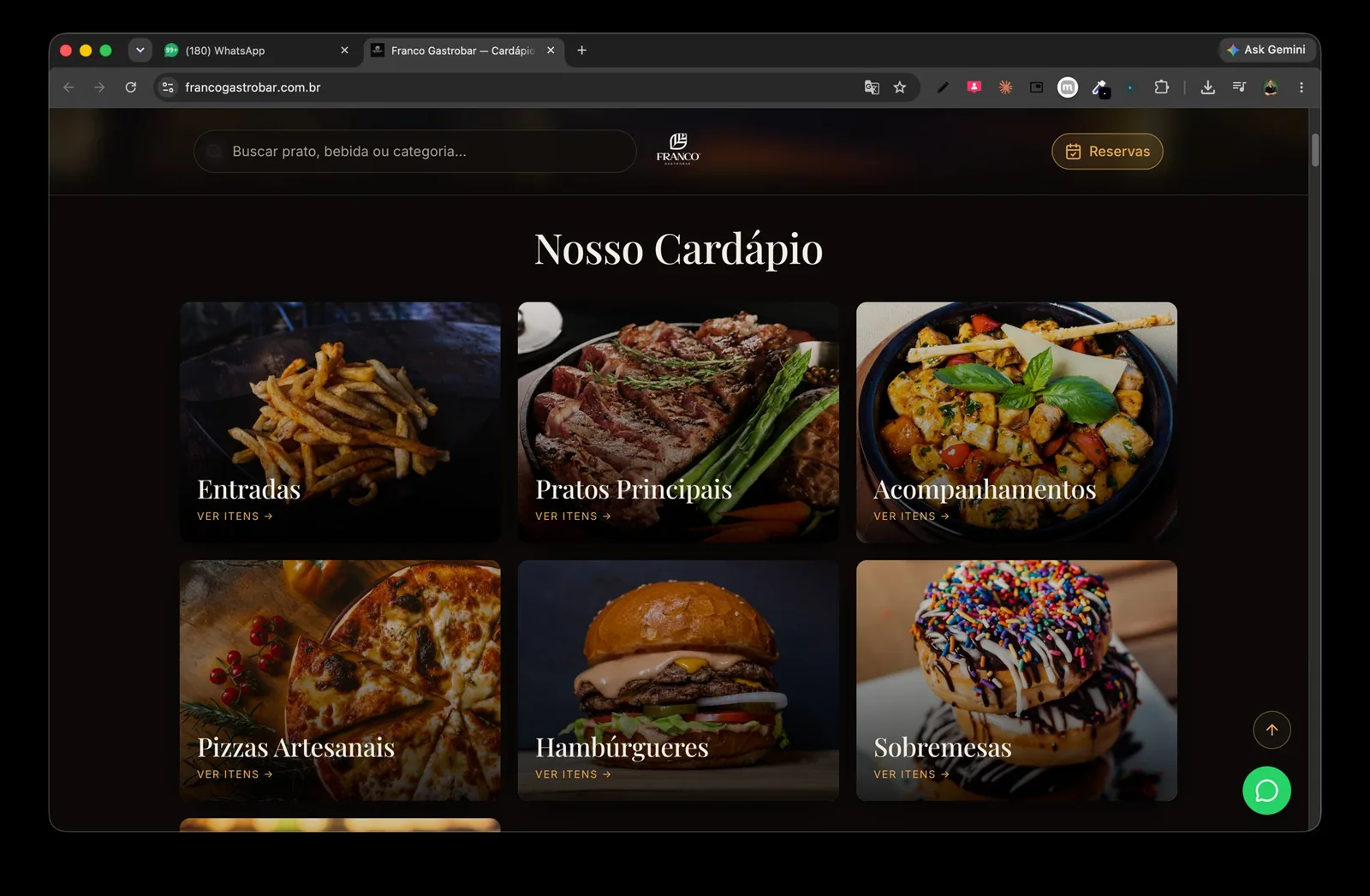 Cardápio digital do Franco Gastrobar