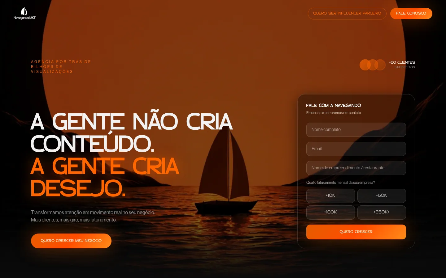 Home do site da Navegando MKT